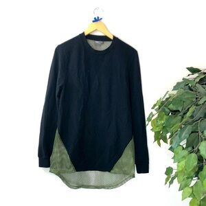 ASOS Black Long Sleeve Shirt With Green Netting